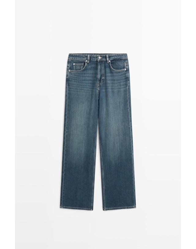 마시모두띠 마시모두띠 릴렉스핏 와이드 청바지 5010/810 MEDIUM BLUE 블루 착용컷
