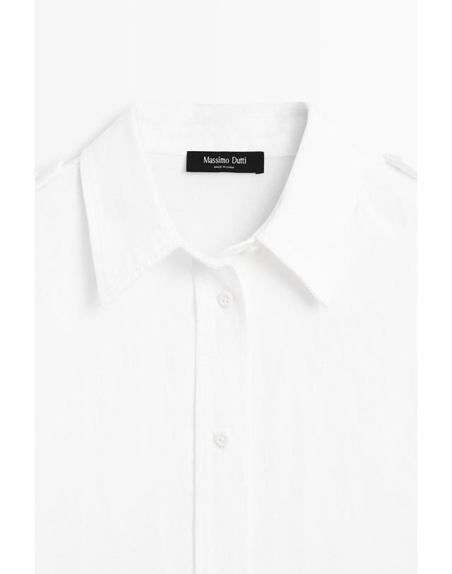 마시모두띠 마시모두띠 코튼 린넨 숄더 디테일 긴팔 셔츠 5103/803 OFF WHITE 화이트 착용컷