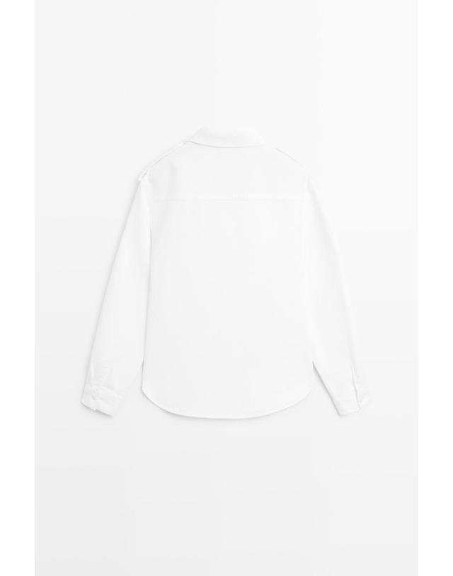 마시모두띠 마시모두띠 코튼 린넨 숄더 디테일 긴팔 셔츠 5103/803 OFF WHITE 화이트 착용컷