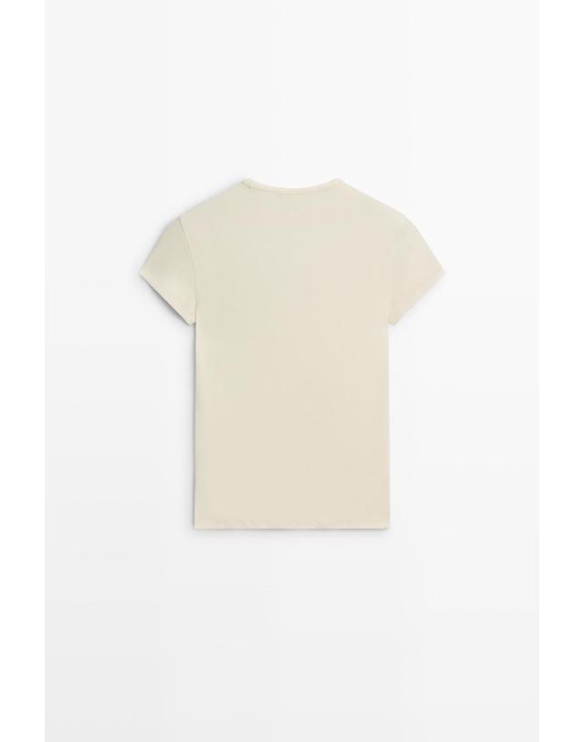 마시모두띠 마시모두띠 크루넥 코튼 혼방 반팔 티셔츠 6822/919 CREAM 아이보리 착용컷
