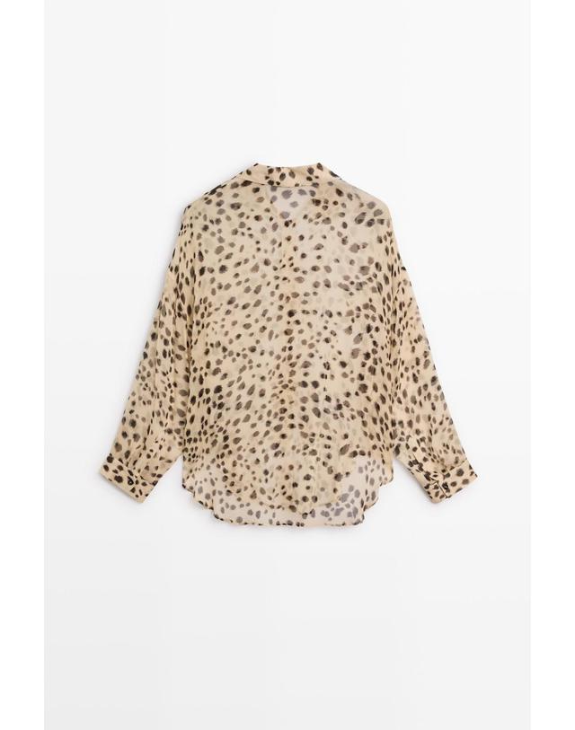 마시모두띠 마시모두띠 애니멀 프린트 플로잉 긴팔 셔츠 5159/150 SAND BROWN 베이지 착용컷