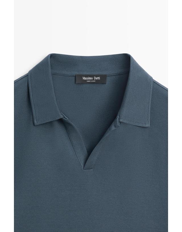마시모두띠 마시모두띠 텍스처 브이넥 피케 반팔 폴로셔츠 0841/177 DARK BLUE 블루 착용컷