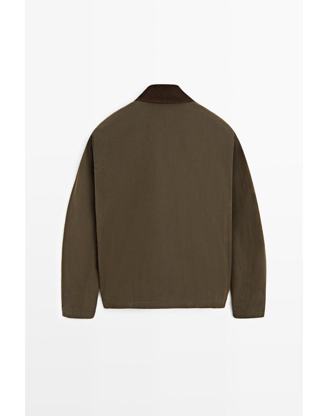 마시모두띠 마시모두띠 레더 칼라 디테일 블루종 자켓 3237/403 DARK KHAKI 카키 착용컷