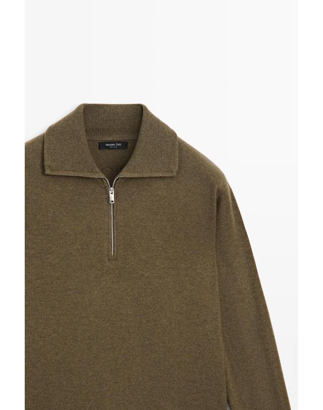 마시모두띠 마시모두띠 하프집업 니트 스웨터 1362/229 SEA GREEN 카키 착용컷