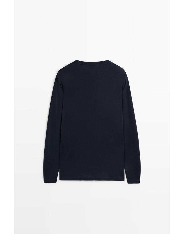 마시모두띠 마시모두띠 100% 코튼 헨리넥 긴팔 티셔츠 0778/176 NAVY BLUE 네이비 착용컷