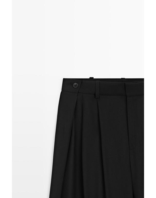 마시모두띠 마시모두띠 플리츠 버튼 디테일 와이드 팬츠 5043/505 BLACK 블랙 착용컷