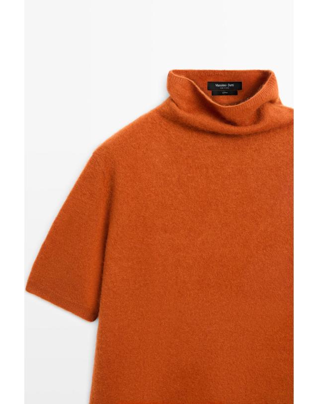 마시모두띠 마시모두띠 울 100% 하이넥 반팔 니트 스웨터 5719/596 BURNT ORANGE 오렌지 착용컷