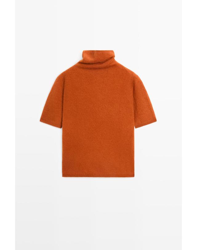 마시모두띠 마시모두띠 울 100% 하이넥 반팔 니트 스웨터 5719/596 BURNT ORANGE 오렌지 착용컷