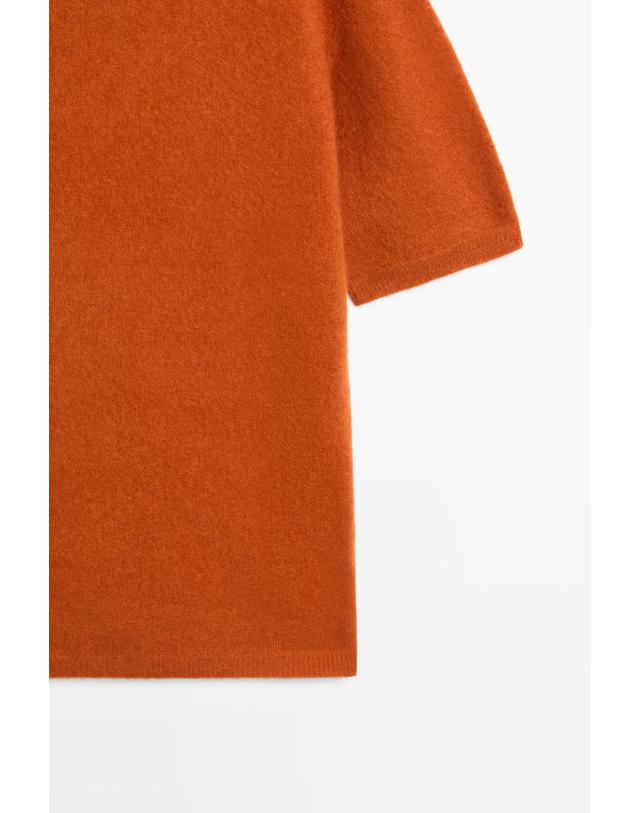 마시모두띠 마시모두띠 울 100% 하이넥 반팔 니트 스웨터 5719/596 BURNT ORANGE 오렌지 착용컷