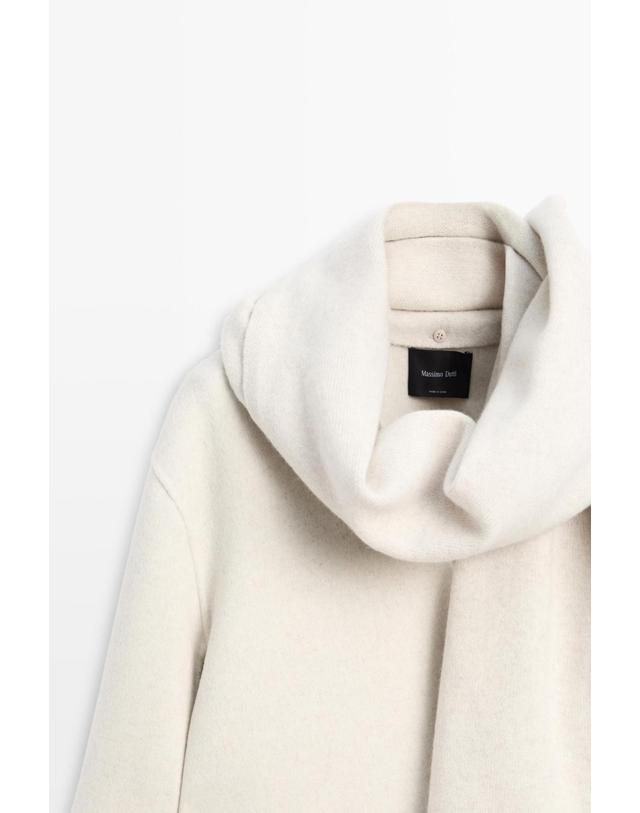 마시모두띠 마시모두띠 스카프 디테일 울 혼방 숏 코트 6413/717 BEIGE 아이보리 착용컷
