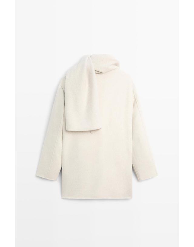 마시모두띠 마시모두띠 스카프 디테일 울 혼방 숏 코트 6413/717 BEIGE 아이보리 착용컷