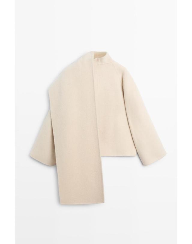 마시모두띠 마시모두띠 스카프 디테일 울 숏 코트 6408/712 OFF WHITE 아이보리 착용컷