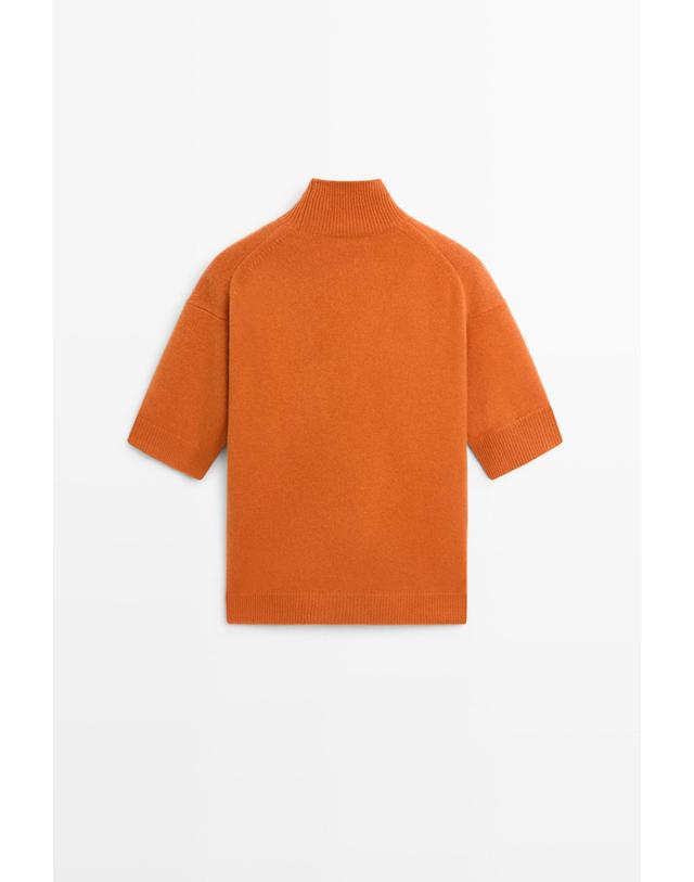 마시모두띠 마시모두띠 오버핏 하이넥 반팔 울 니트 스웨터 5718/596 ORANGE 오렌지 착용컷
