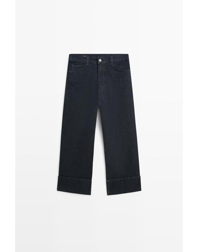 마시모두띠 마시모두띠 턴업 헴 크롭 청바지 5068/868 DARK BLUE 네이비 착용컷