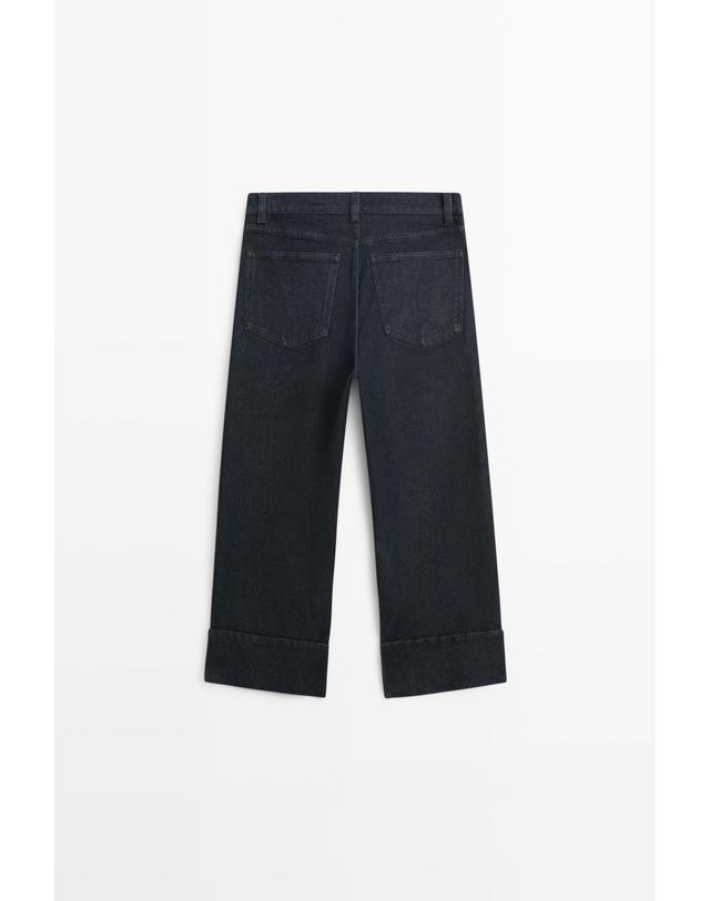 마시모두띠 마시모두띠 턴업 헴 크롭 청바지 5068/868 DARK BLUE 네이비 착용컷