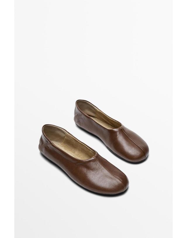 마시모두띠 마시모두띠 소프트 레더 발레리나 플랫 1515/850 HAZELNUT BROWN 브라운 착용컷