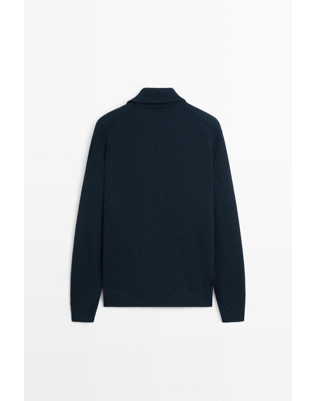 마시모두띠 마시모두띠 코튼 골지 니트 집업 가디건 1394/201 DARK BLUE 네이비 착용컷