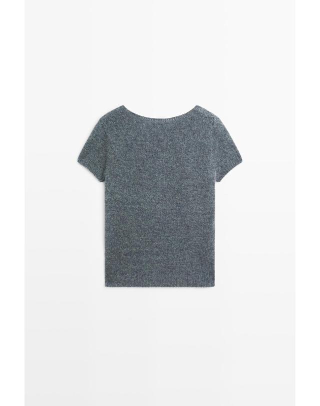마시모두띠 마시모두띠 알파카 블렌드 반팔 니트 스웨터 5854/535 GREY BLUE 그레이 착용컷