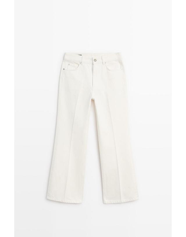 마시모두띠 마시모두띠 크롭 플레어핏 화이트 데님 팬츠 5054/854 OFF WHITE 아이보리 착용컷