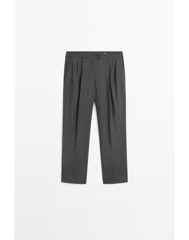 마시모두띠 마시모두띠 울 100% 플리츠 와이드 팬츠 5029/662 DARK GREY 그레이 착용컷