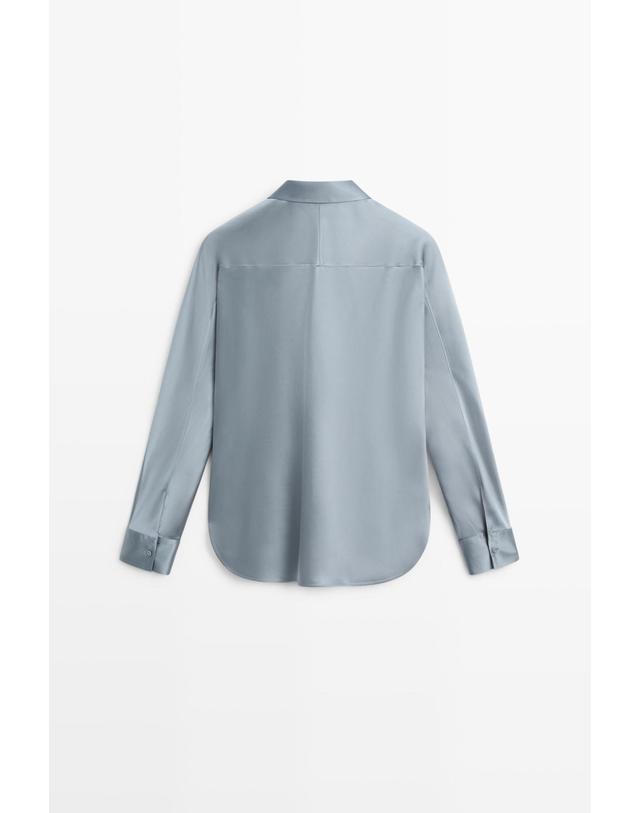 마시모두띠 마시모두띠 플루이드 새틴 긴팔 셔츠 5157/557 BLUISH GREY 그레이 착용컷