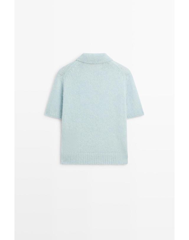 마시모두띠 마시모두띠 알파카 혼방 반팔 폴로 니트 스웨터 5853/534 LIGHT BLUE 블루 착용컷