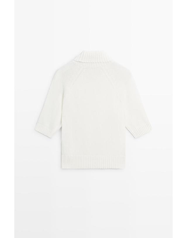 마시모두띠 마시모두띠 하이넥 코튼 반팔 니트 스웨터 5853/515 WHITE 화이트 착용컷