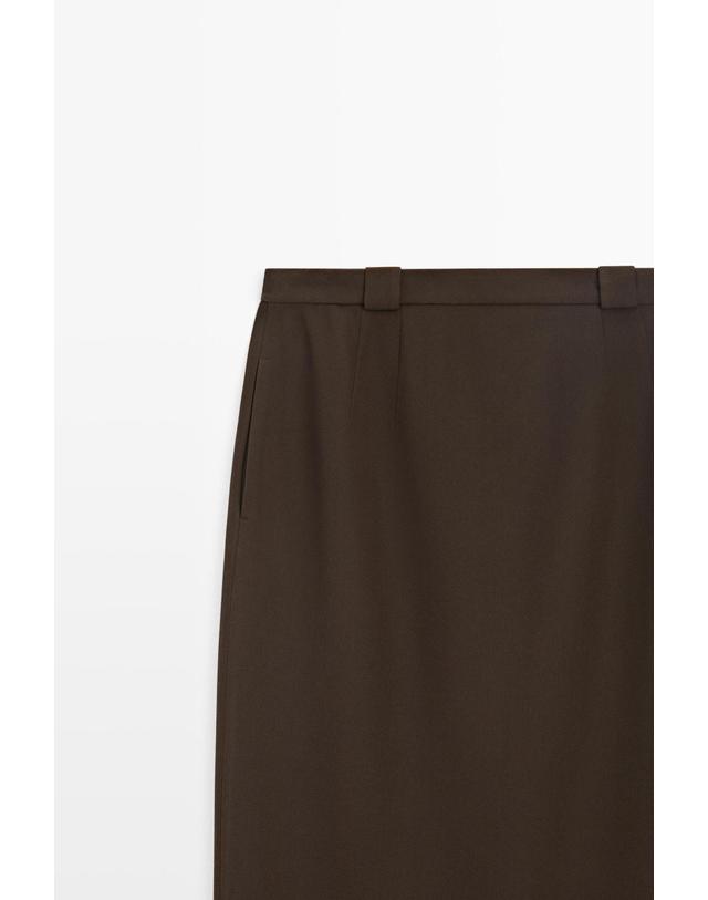 마시모두띠 마시모두띠 울 블렌드 스트레이트 미디 스커트 5295/512 BROWN 초콜릿 착용컷