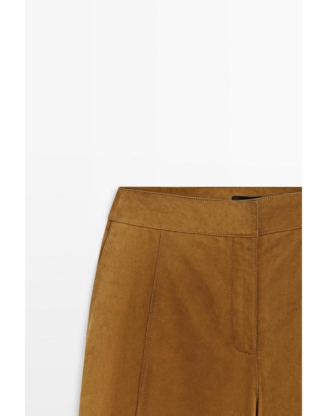 마시모두띠 마시모두띠 스웨이드 배럴핏 와이드 팬츠 5300/300 DARK CAMEL 카멜 착용컷