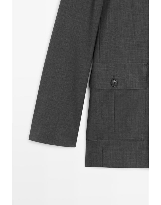 마시모두띠 마시모두띠 울 더블브레스트 포켓 블레이저 6042/662 DARK GREY 그레이 착용컷