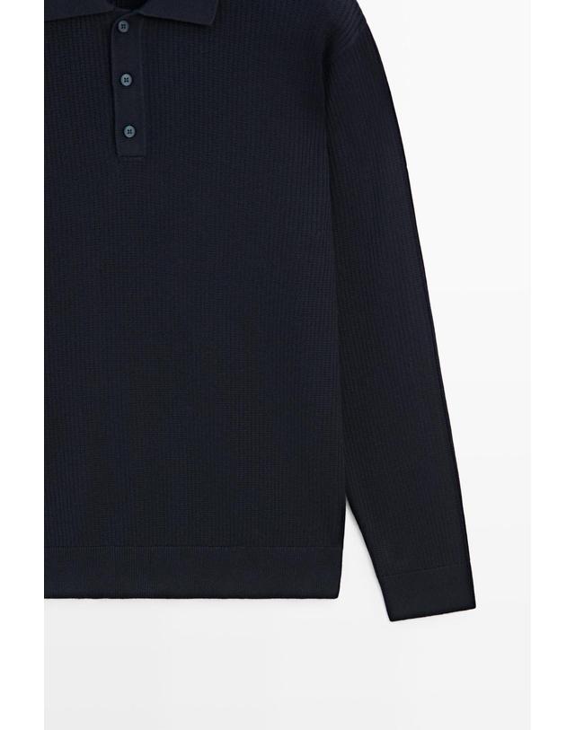 마시모두띠 마시모두띠 버튼 디테일 폴로 니트 스웨터 1376/201 NAVY BLUE 네이비 착용컷