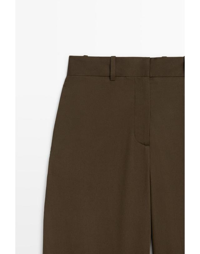 마시모두띠 마시모두띠 버튼 헴 와이드 코튼 팬츠 5041/502 MOLE BROWN 초콜릿 착용컷
