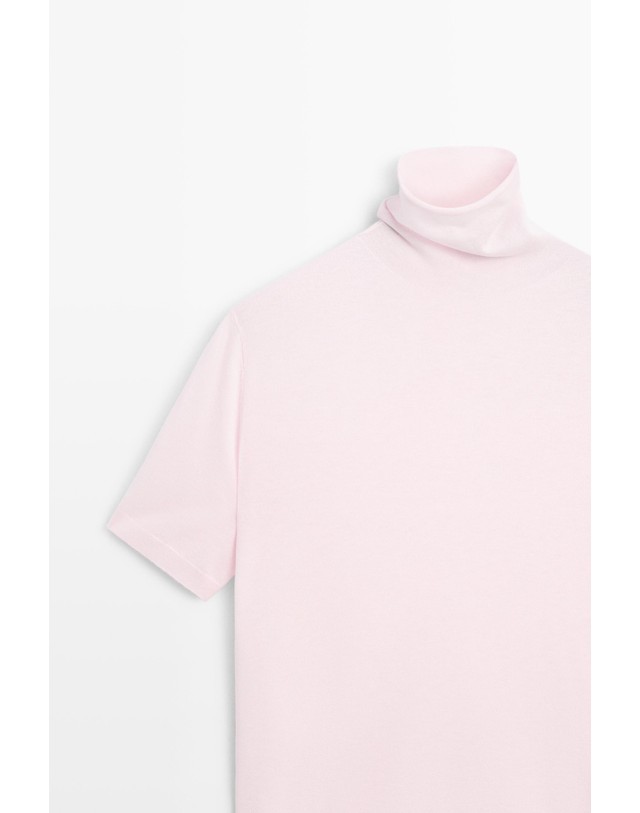 마시모두띠 마시모두띠 울 혼방 터틀넥 반팔 니트 스웨터 5699/578 ROSE PINK 핑크 착용컷