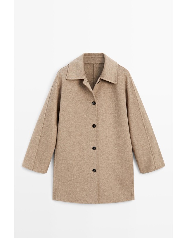 마시모두띠 마시모두띠 멜란지 하이넥 울 혼방 숏 코트 6406/707 TAUPE GREY 베이지 착용컷