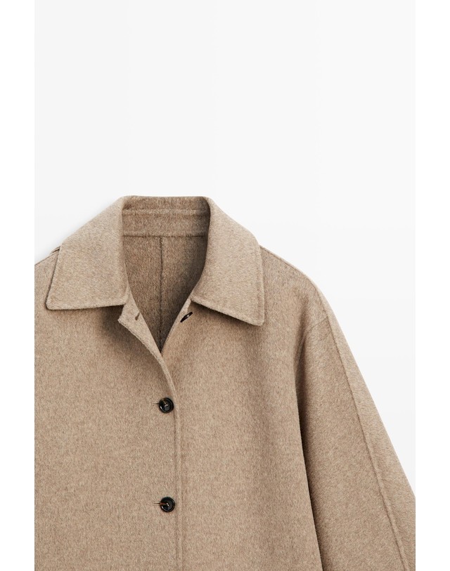 마시모두띠 마시모두띠 멜란지 하이넥 울 혼방 숏 코트 6406/707 TAUPE GREY 베이지 착용컷