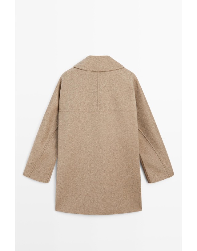 마시모두띠 마시모두띠 멜란지 하이넥 울 혼방 숏 코트 6406/707 TAUPE GREY 베이지 착용컷