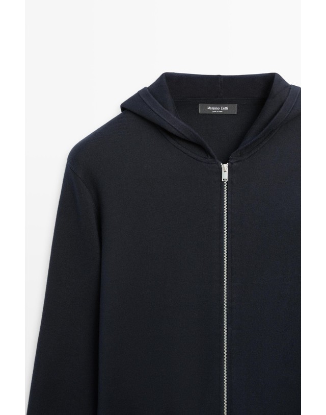 마시모두띠 마시모두띠 후드 집업 코튼 니트 가디건 1377/201 NAVY BLUE 네이비 착용컷