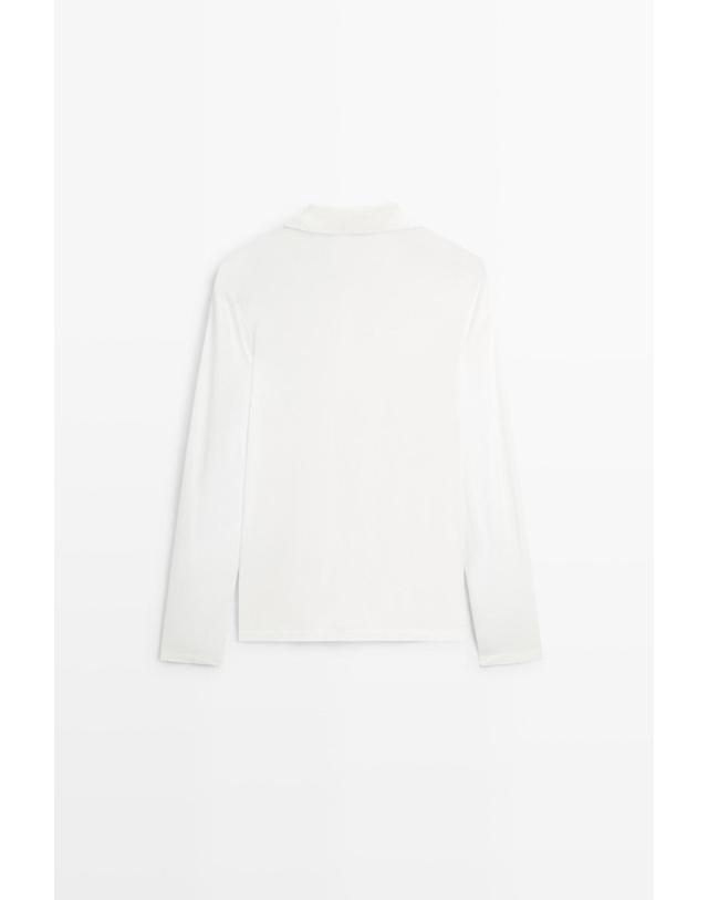 마시모두띠 마시모두띠 코튼 100% 폴로 긴팔 티셔츠 6204/115 OFF WHITE 아이보리 착용컷