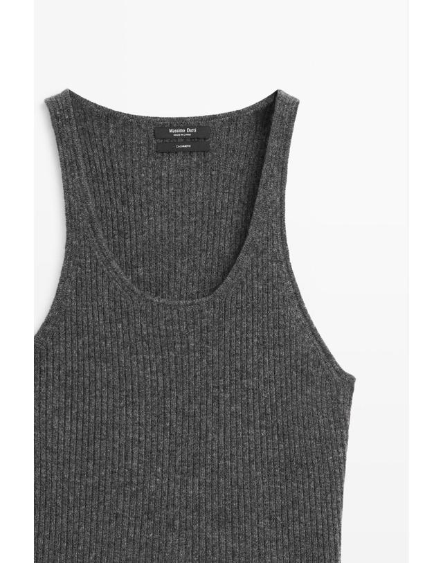 마시모두띠 마시모두띠 100% 캐시미어 립 니트 민소매 탑 5712/565 ANTHRACITE GREY 그레이 착용컷