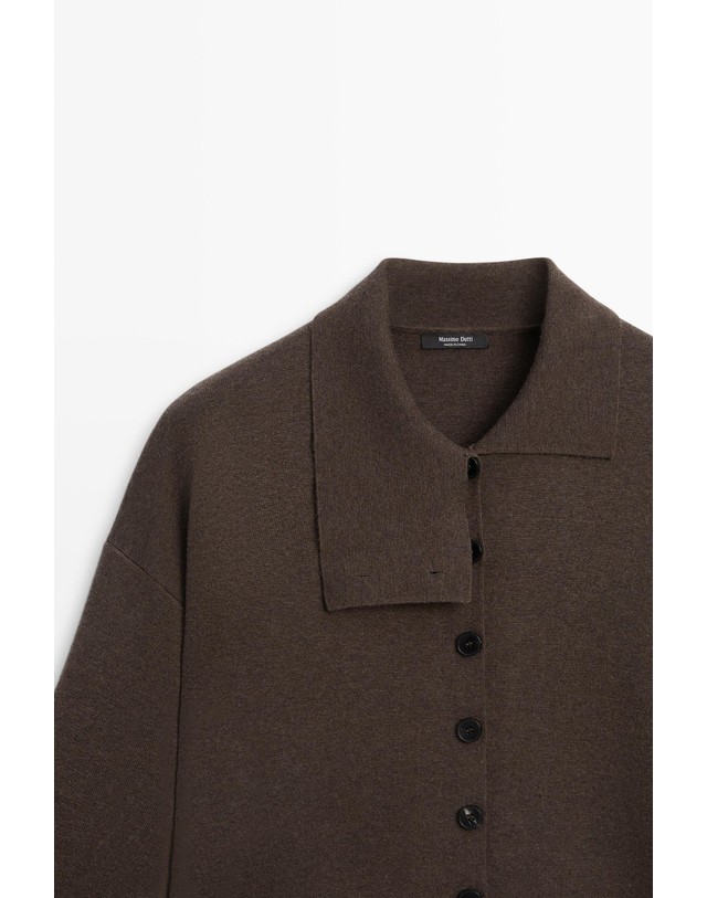 마시모두띠 마시모두띠 칼라 디테일 버튼 니트 가디건 5604/527 CHOCOLATE BROWN 초콜릿 착용컷