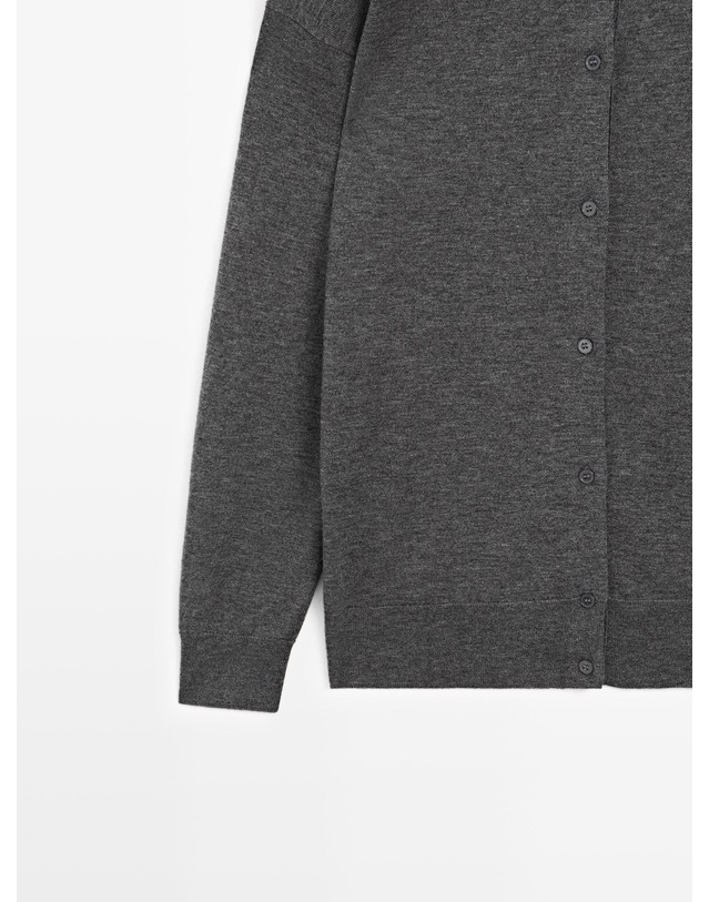 마시모두띠 마시모두띠 울 혼방 크루넥 버튼 롱 가디건 5669/582 MEDIUM GREY 그레이 착용컷