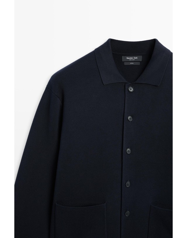 마시모두띠 마시모두띠 코튼 니트 폴로 칼라 버튼 가디건 1387/201 NAVY BLUE 네이비 착용컷