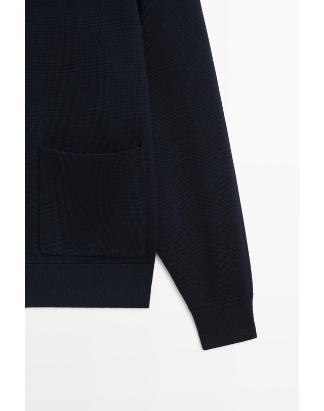 마시모두띠 마시모두띠 코튼 니트 폴로 칼라 버튼 가디건 1387/201 NAVY BLUE 네이비 착용컷