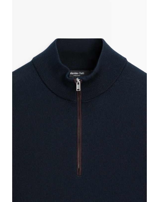 마시모두띠 마시모두띠 울 혼방 하프집업 니트 스웨터 1309/210 NAVY BLUE 네이비 착용컷