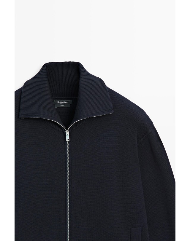 마시모두띠 마시모두띠 순면 집업 니트 가디건 1436/201 NAVY BLUE 네이비 착용컷