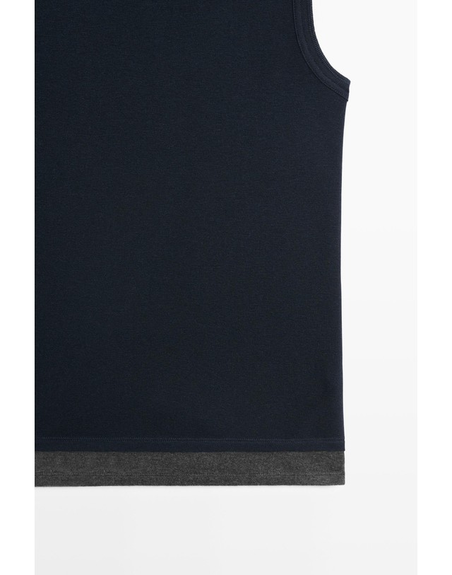 마시모두띠 마시모두띠 울 혼방 더블 민소매 티셔츠 6887/574 NAVY BLUE 네이비 착용컷