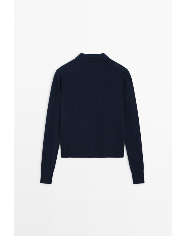 마시모두띠 마시모두띠 100% 캐시미어 폴로 버튼 가디건 5910/565 NAVY BLUE 네이비 착용컷