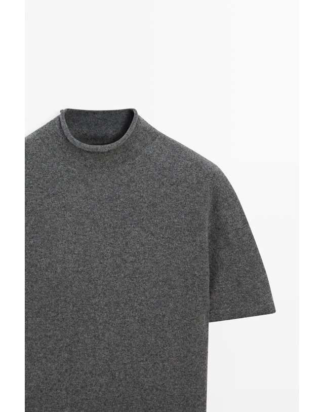 마시모두띠 마시모두띠 울 블렌드 반팔 니트 스웨터 5647/593 MEDIUM GREY 그레이 착용컷