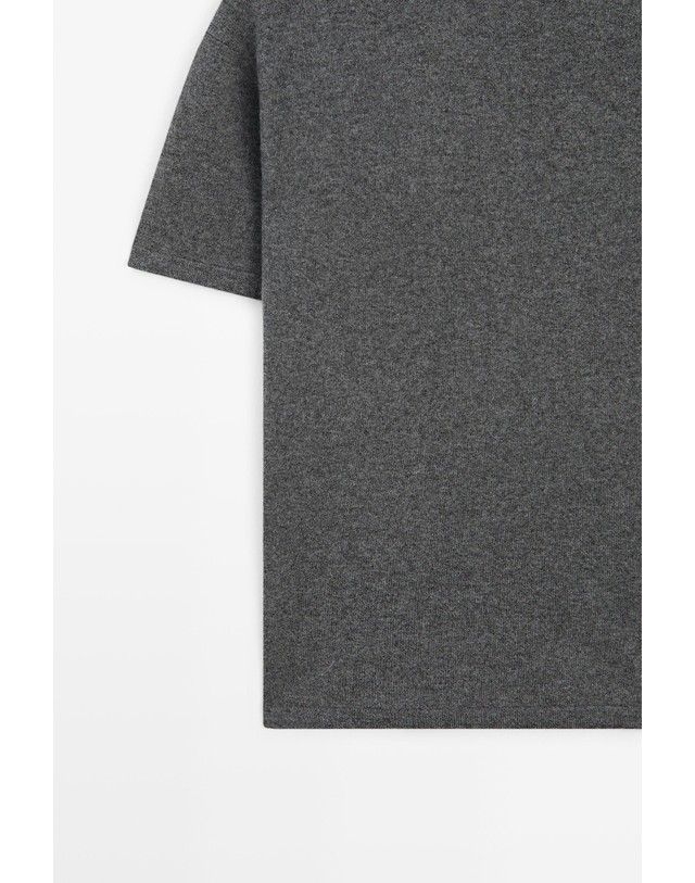 마시모두띠 마시모두띠 울 블렌드 반팔 니트 스웨터 5647/593 MEDIUM GREY 그레이 착용컷