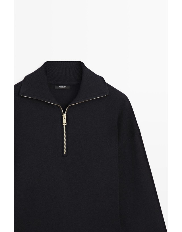 마시모두띠 마시모두띠 하프집업 폴로넥 니트 스웨터 5627/527 NAVY BLUE 네이비 착용컷